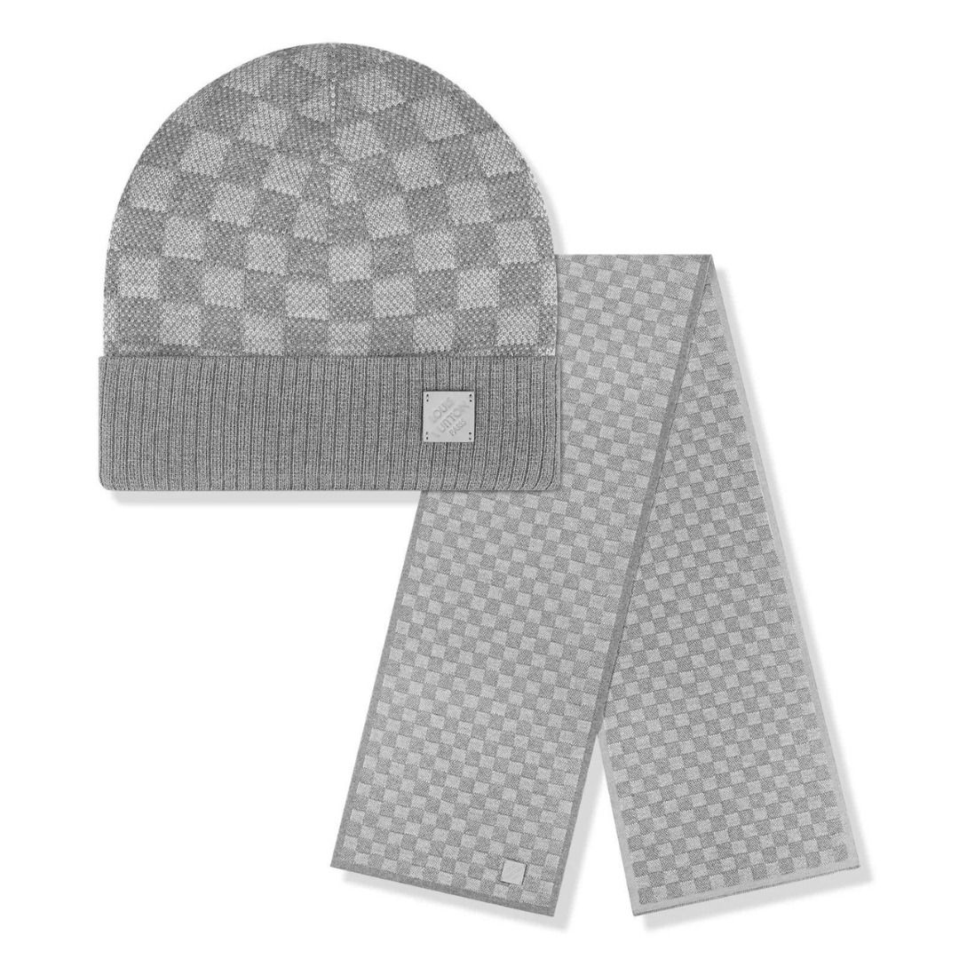 LV BEANIE & SCARF GREY