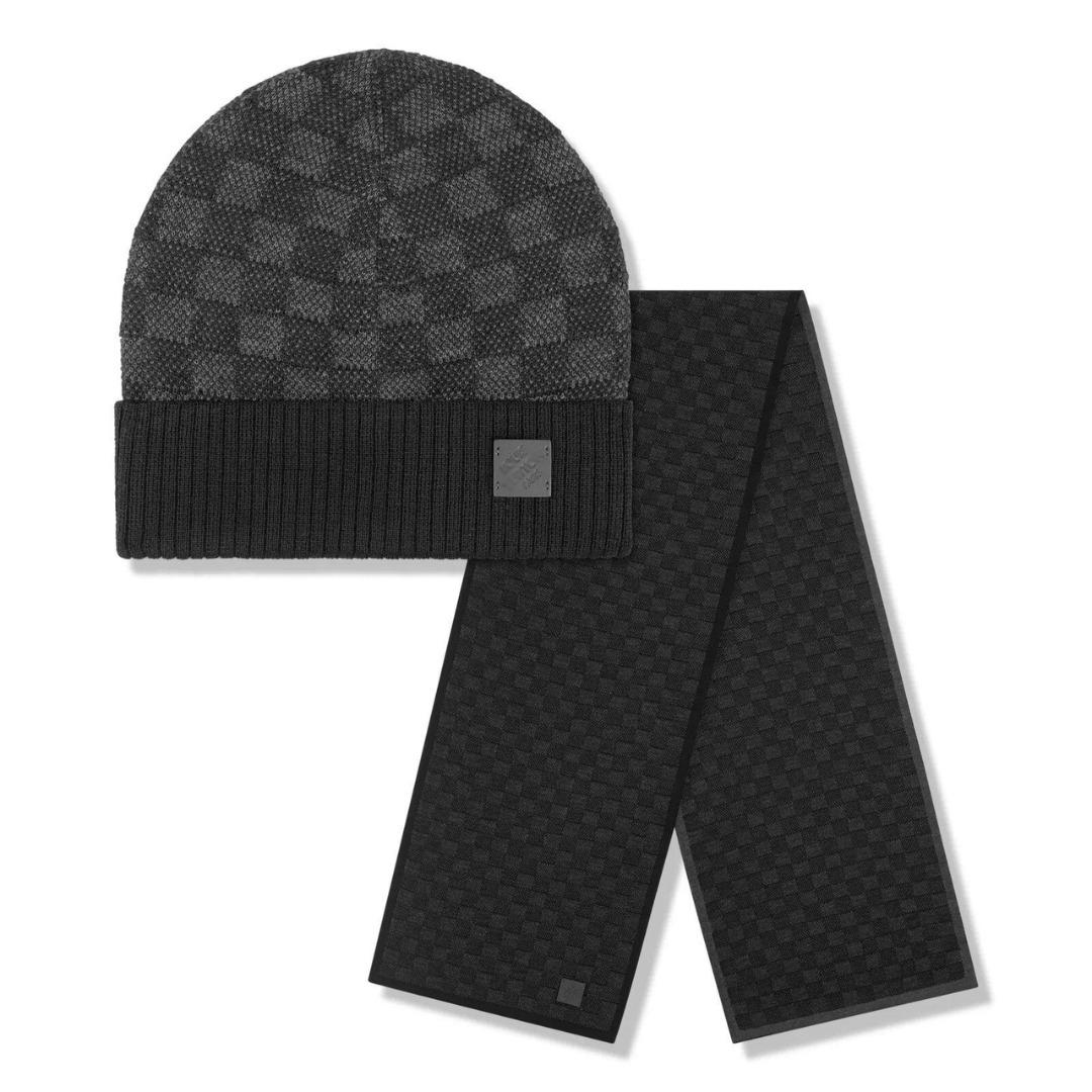 LV BEANIE & SCARF BLACK